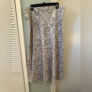 LOFT Black and White Paisley A-Line Skirt